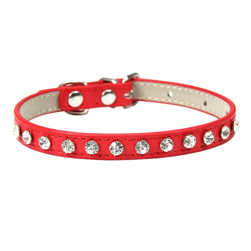 Luxury Rhinestone Rivets Cat Collar Leather Small Dog Collars Puppy Neck Strap for Kitten Accessories Wholesale / Dropshipping