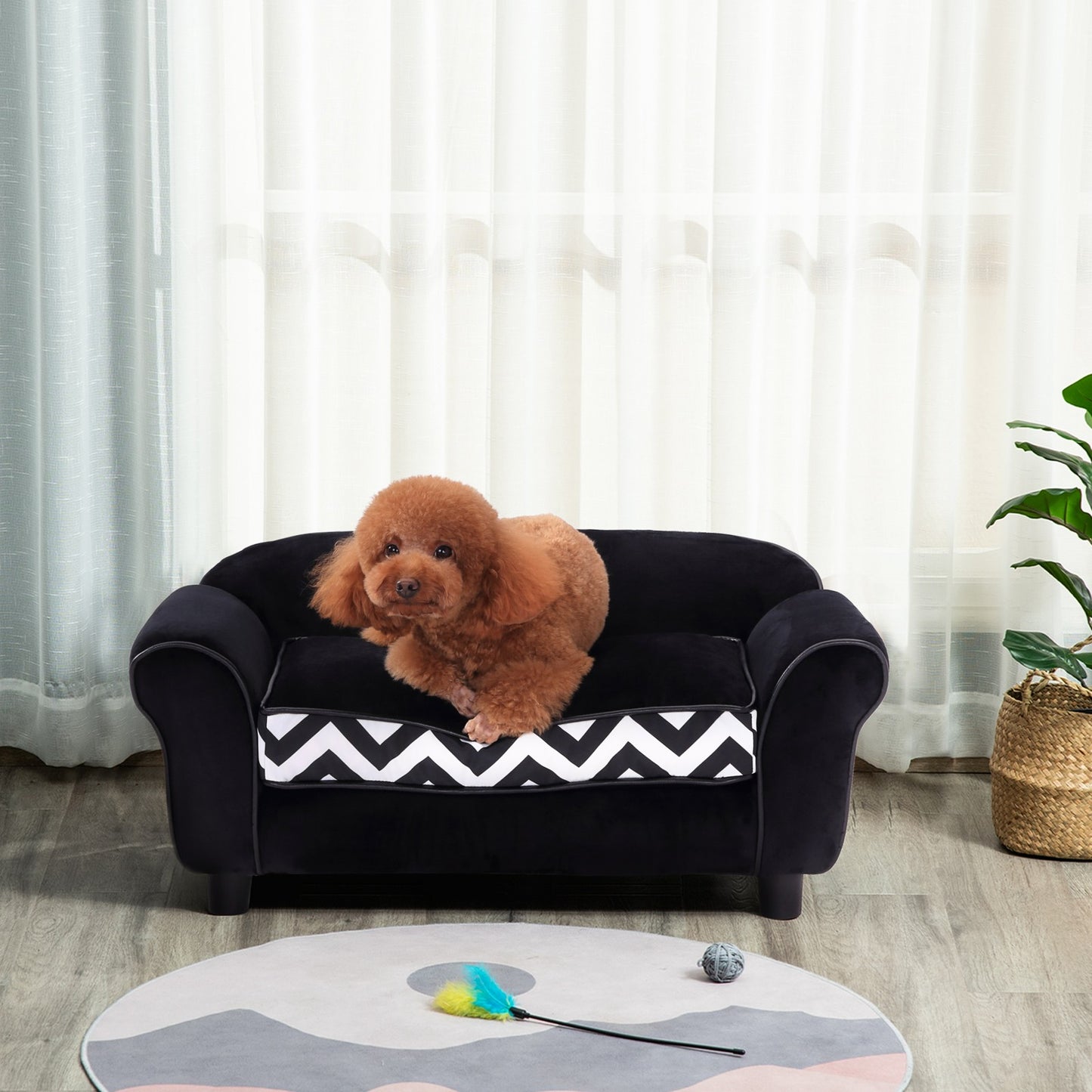 Pawhut Dog Sofa Cat Couch Bed for XS Dogs W/ Removable Sponge Cushion - Black