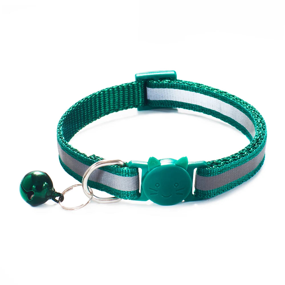 10Pcs Wholesale with Bell Collars Delicate Safety Reflective Nylon Dog Collars Neck Strap Fashion Adjustable Pet Cat Dog Collar