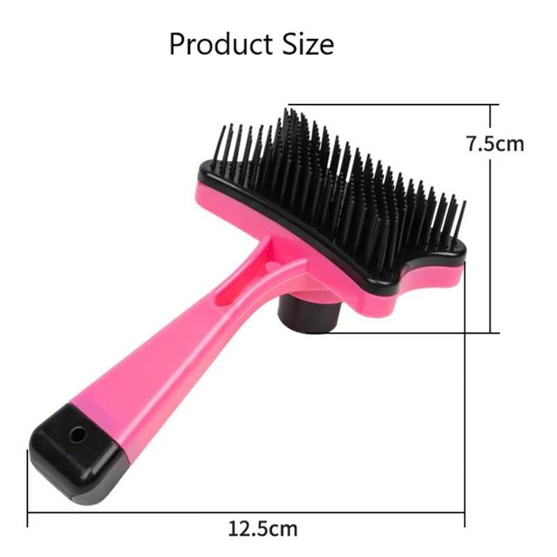 Pet Brush Automatic Plastic Shedding Hair Remove Tool Dog Cat Loose Hair Comb for Pet Faces Fur Nozzle Grooming Blue,Pink,Orange