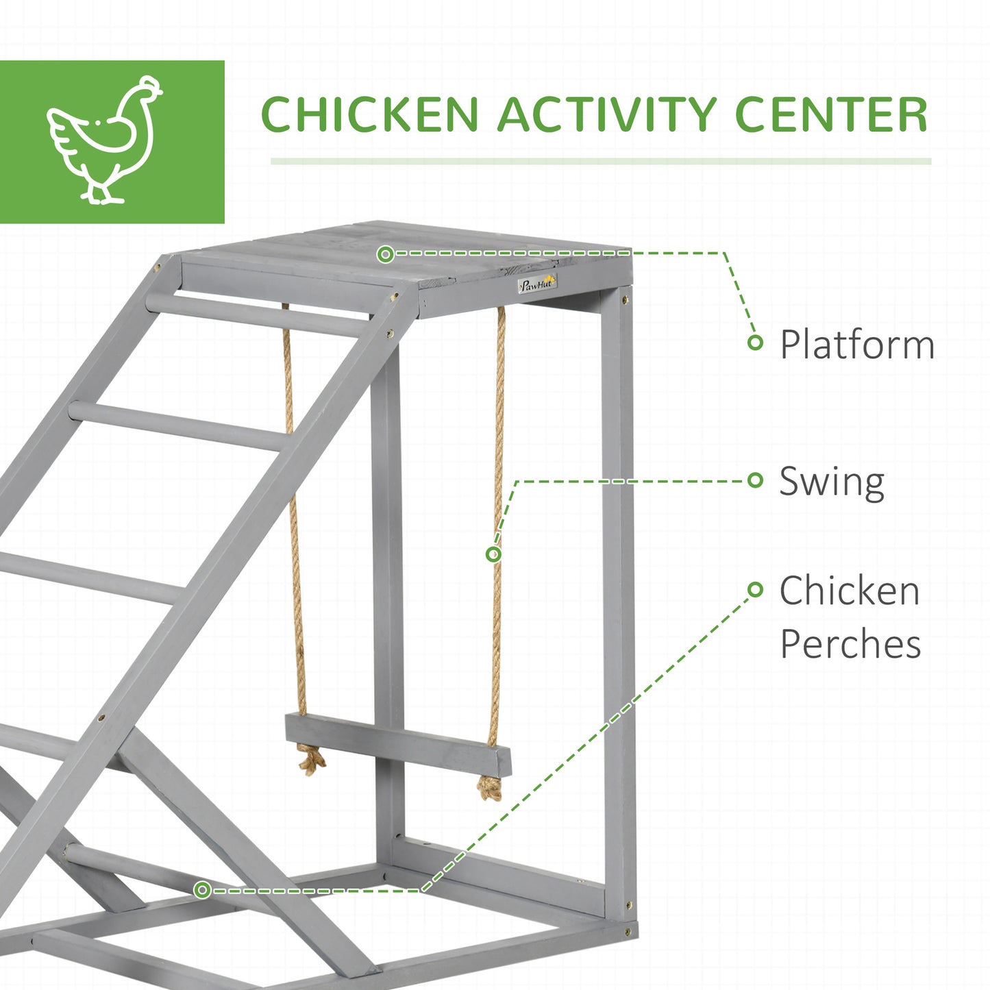 Pawhut Walk in Chicken Run with Chicken Activity Shelf and Cover, 3 X 4 X 2M
