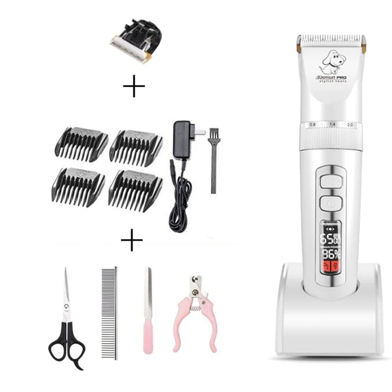 Baorun P2 Electric Hair Clipper for Dogs Cat Professional LCD Screen Pet Trimmer Clippers Rechargeable Electric Trimmer