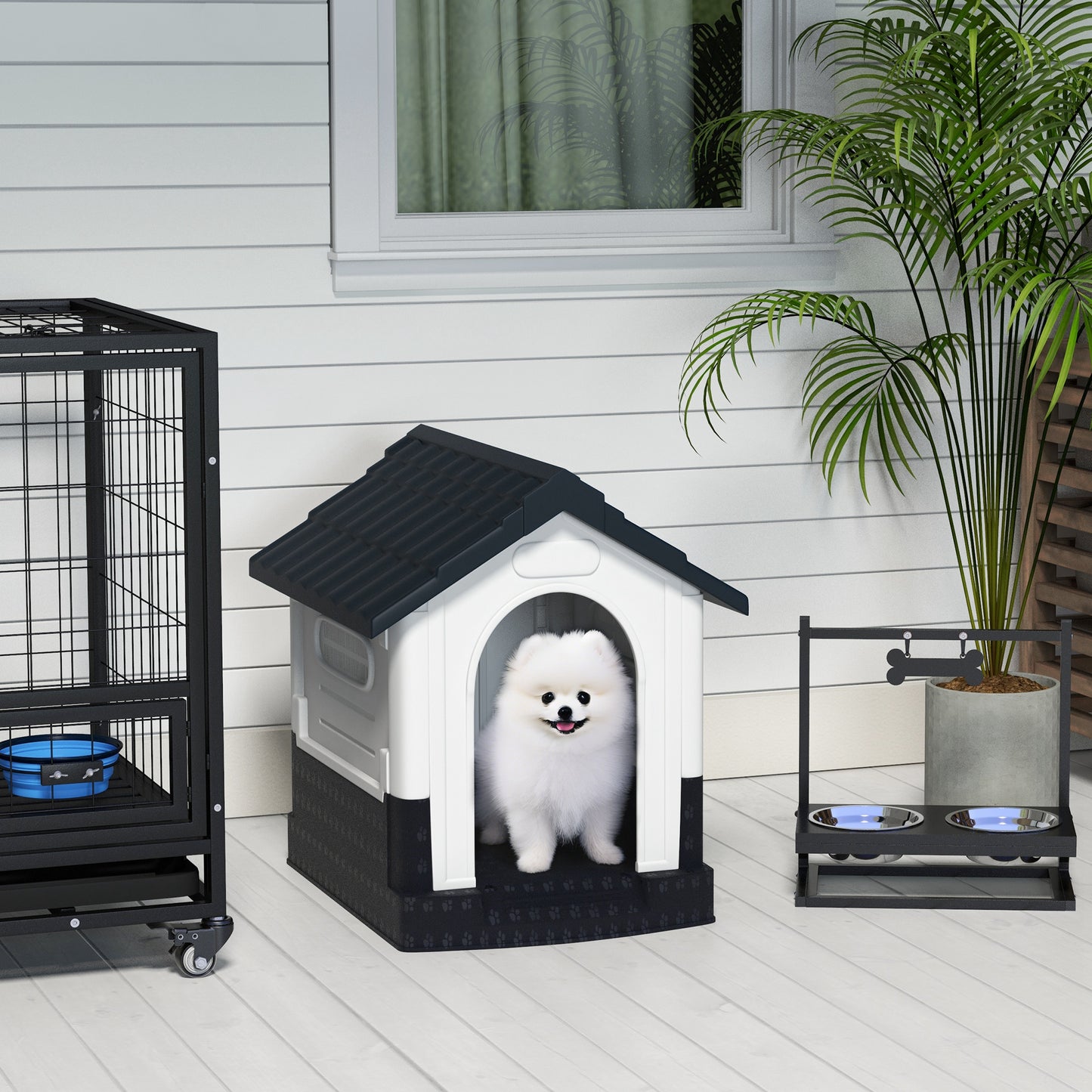 Dog Kennel for Outside, Plastic Dog House, Water-Resistan