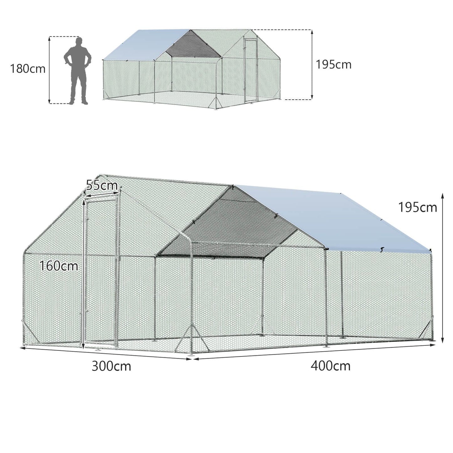 Large Spire-Shaped Chicken Coop with Sun-Protective Cover