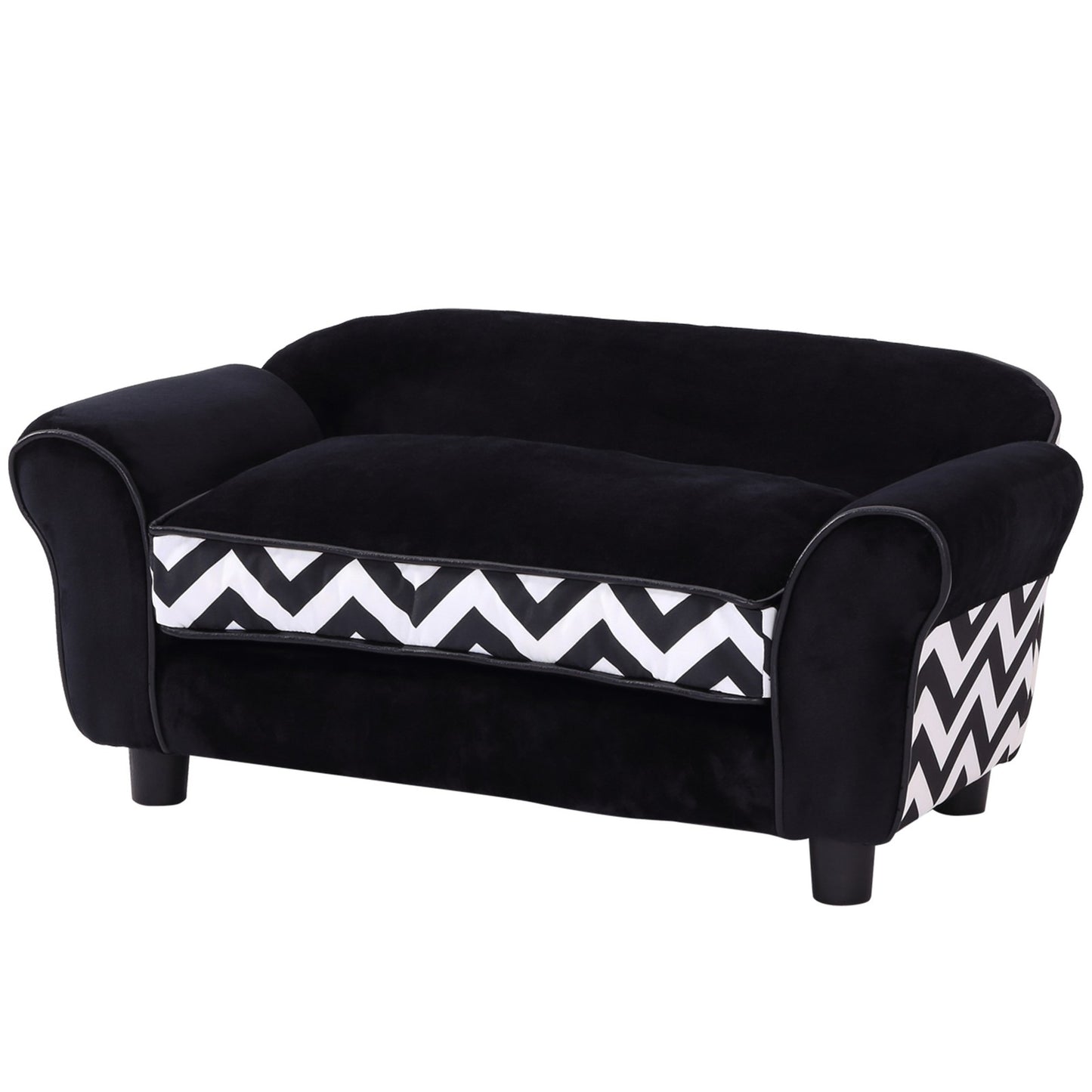 Pawhut Dog Sofa Cat Couch Bed for XS Dogs W/ Removable Sponge Cushion - Black