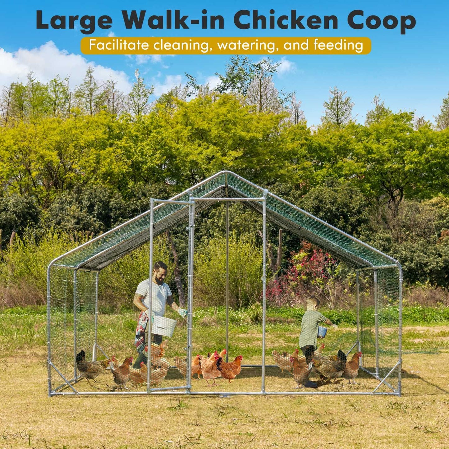 Large Spire-Shaped Chicken Coop with Sun-Protective Cover
