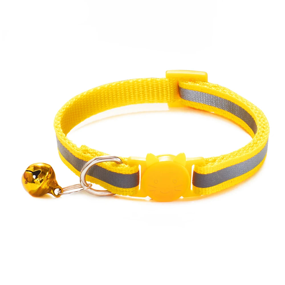 10Pcs Wholesale with Bell Collars Delicate Safety Reflective Nylon Dog Collars Neck Strap Fashion Adjustable Pet Cat Dog Collar