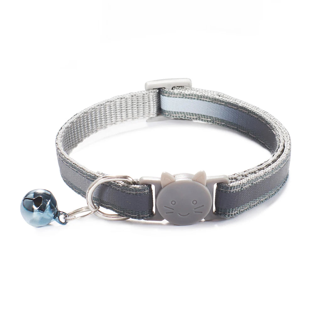 10Pcs Wholesale with Bell Collars Delicate Safety Reflective Nylon Dog Collars Neck Strap Fashion Adjustable Pet Cat Dog Collar