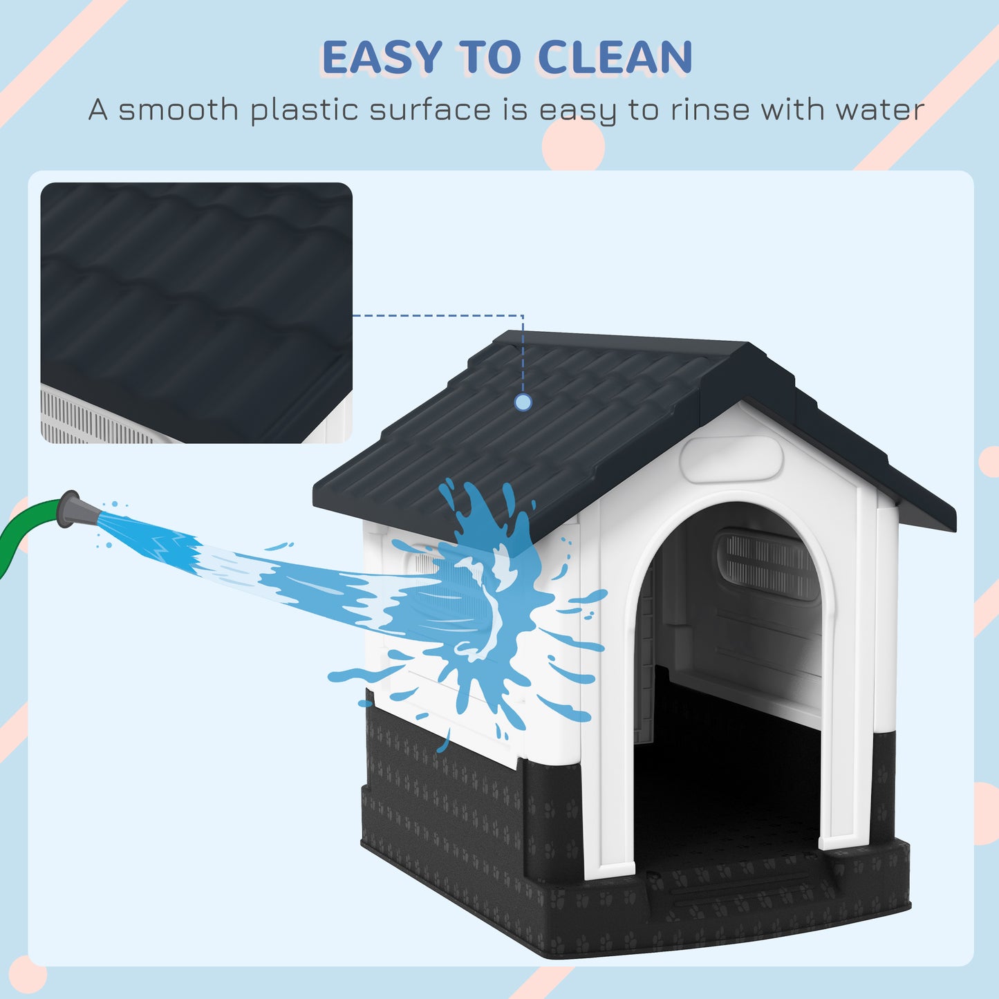 Dog Kennel for Outside, Plastic Dog House, Water-Resistan