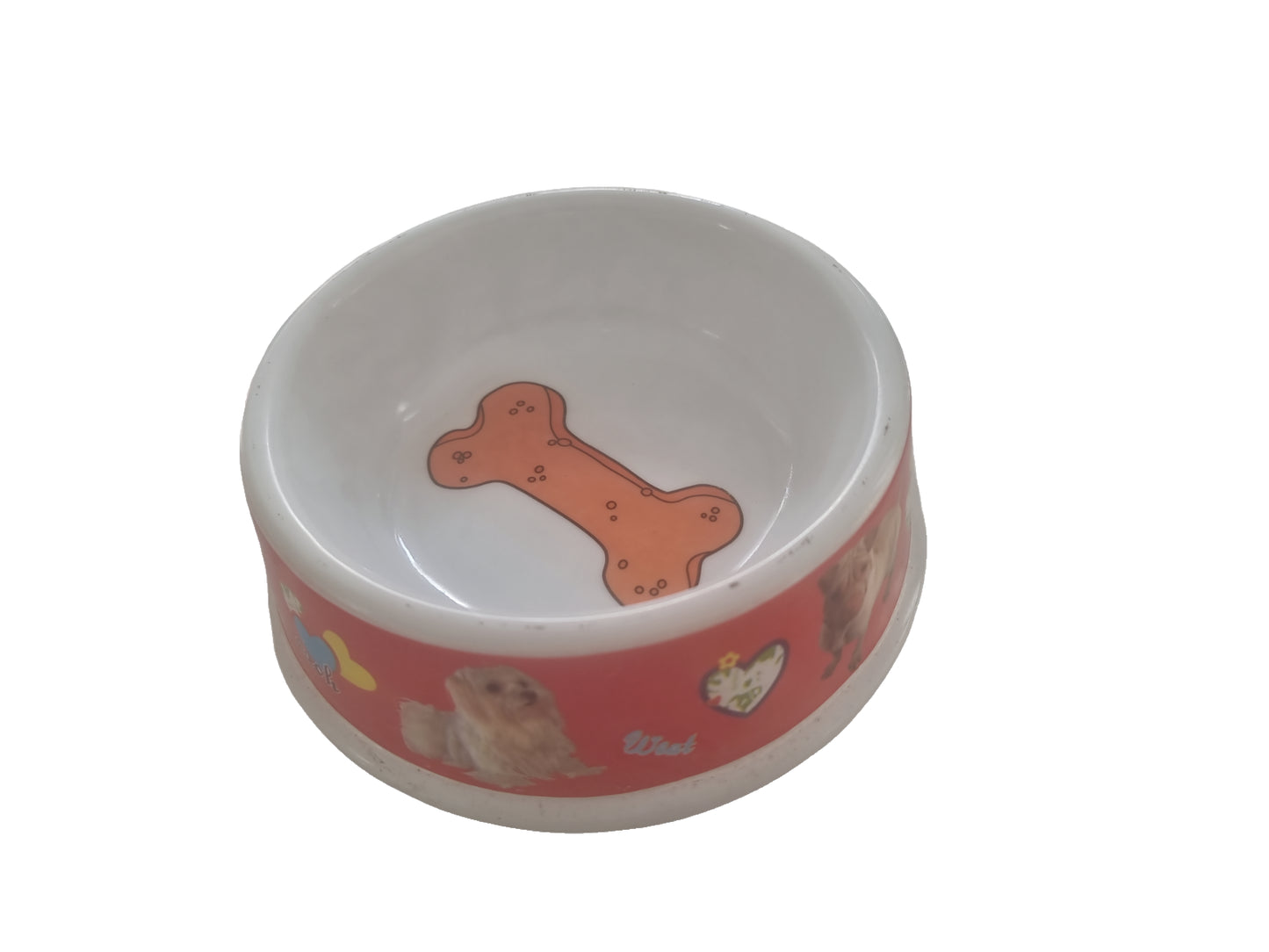 Plastic Dog Bowl with Printed Dog Bone Cat Dog Pet Feeding Bowls Pets 17Cm X 7Cm