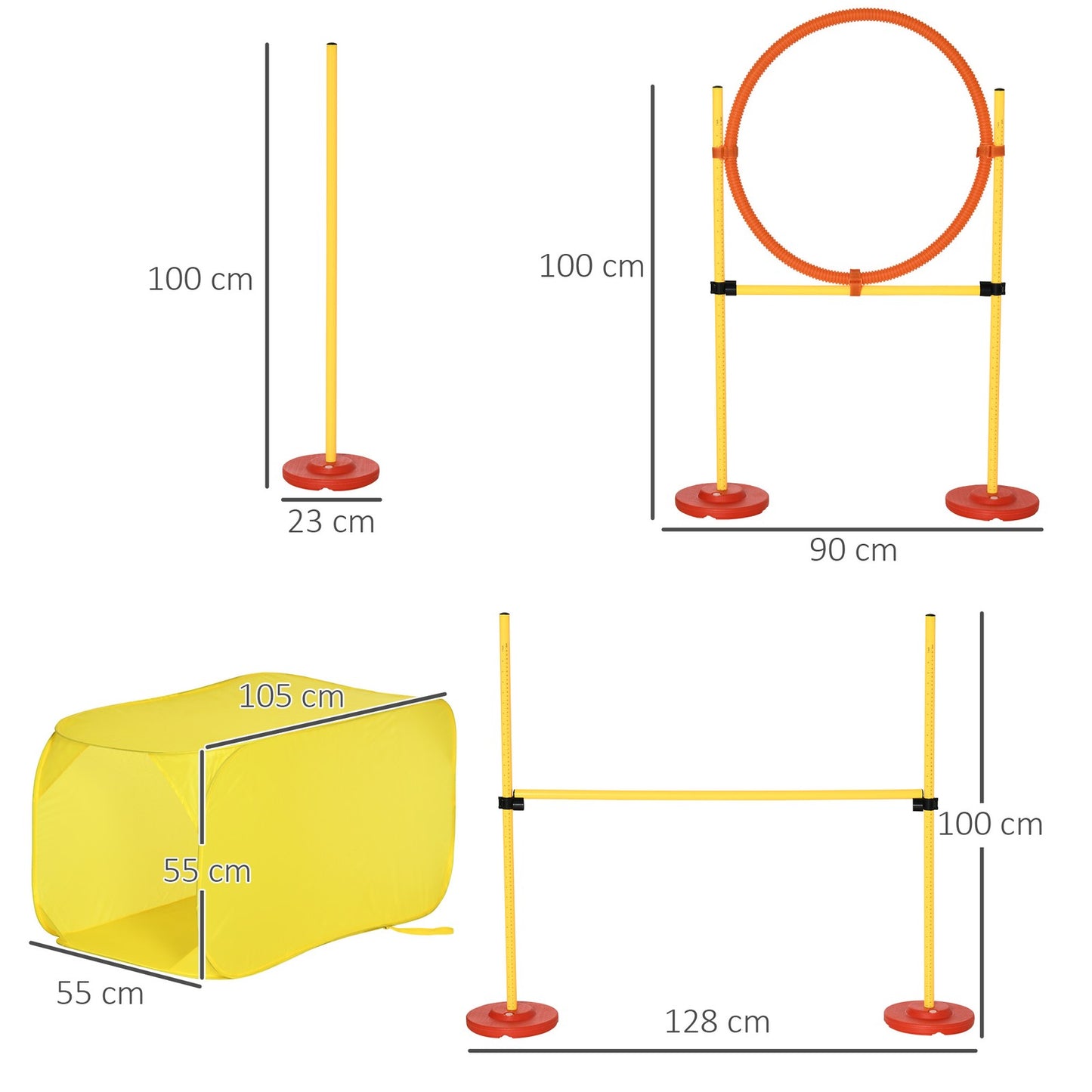 Outdoor 4 Pcs Dog Pet Agility Training Equipment Backyard Starter Course Set