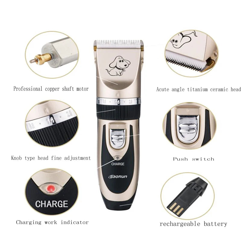 Baorun P2 Electric Hair Clipper for Dogs Cat Professional LCD Screen Pet Trimmer Clippers Rechargeable Electric Trimmer