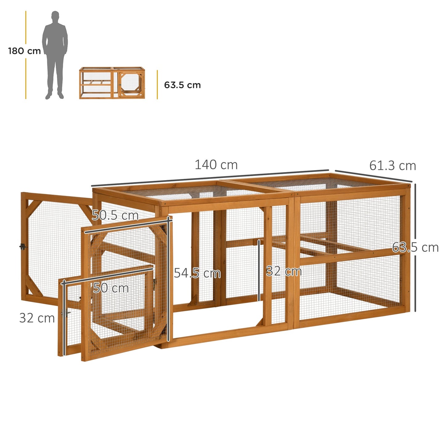 Pawhut Wooden Chicken Coop W/ Perches, Doors, for 2-4 Chickens