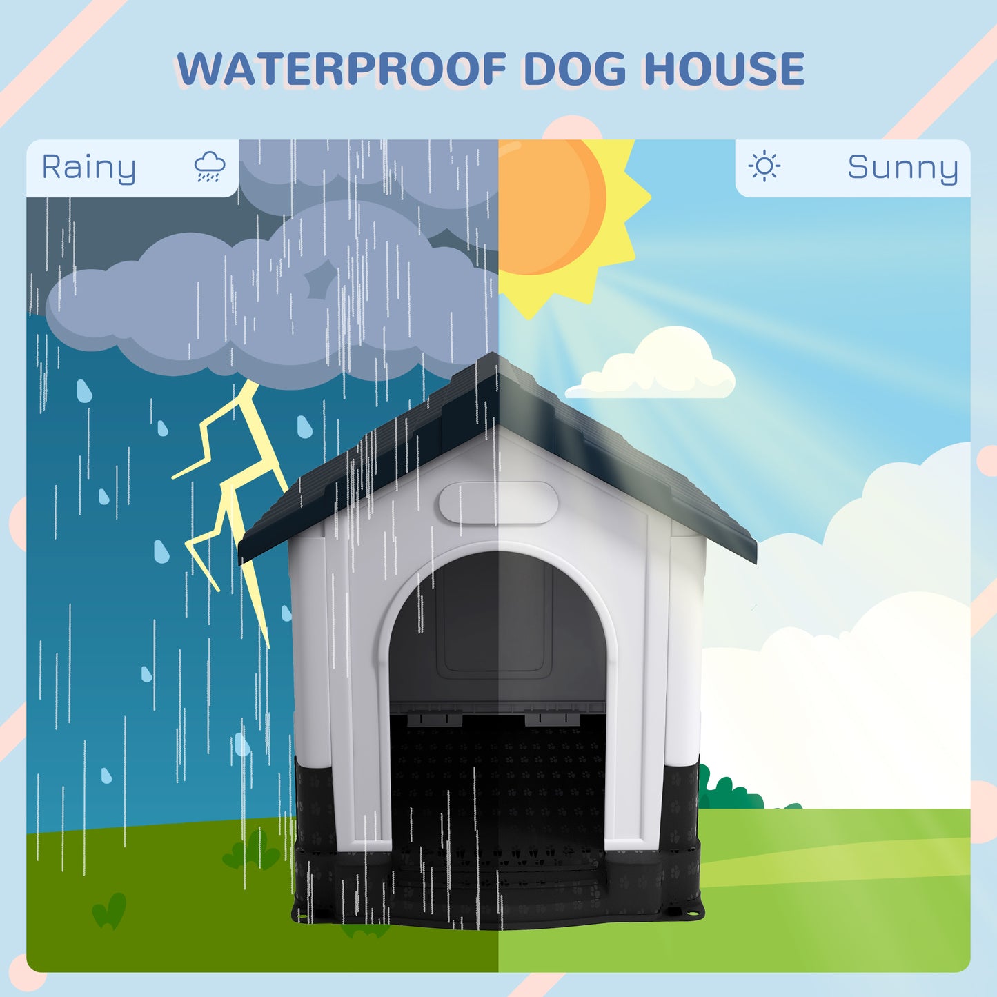 Dog Kennel for Outside, Plastic Dog House, Water-Resistan