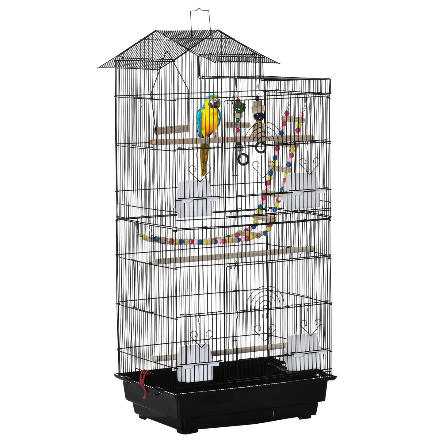 Pawhut Bird Cage for Budgies, Finches, Canaries W/ Accessories, Toys, Tray