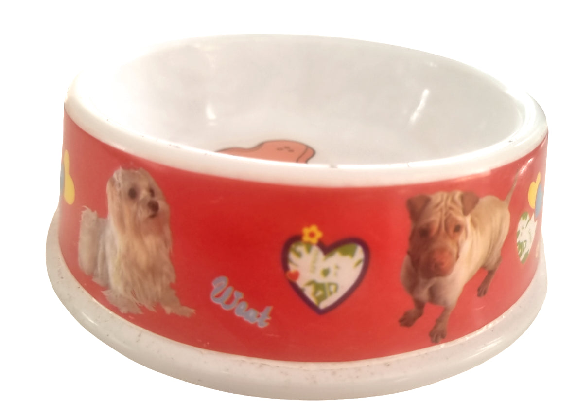 Plastic Dog Bowl with Printed Dog Bone Cat Dog Pet Feeding Bowls Pets 17Cm X 7Cm