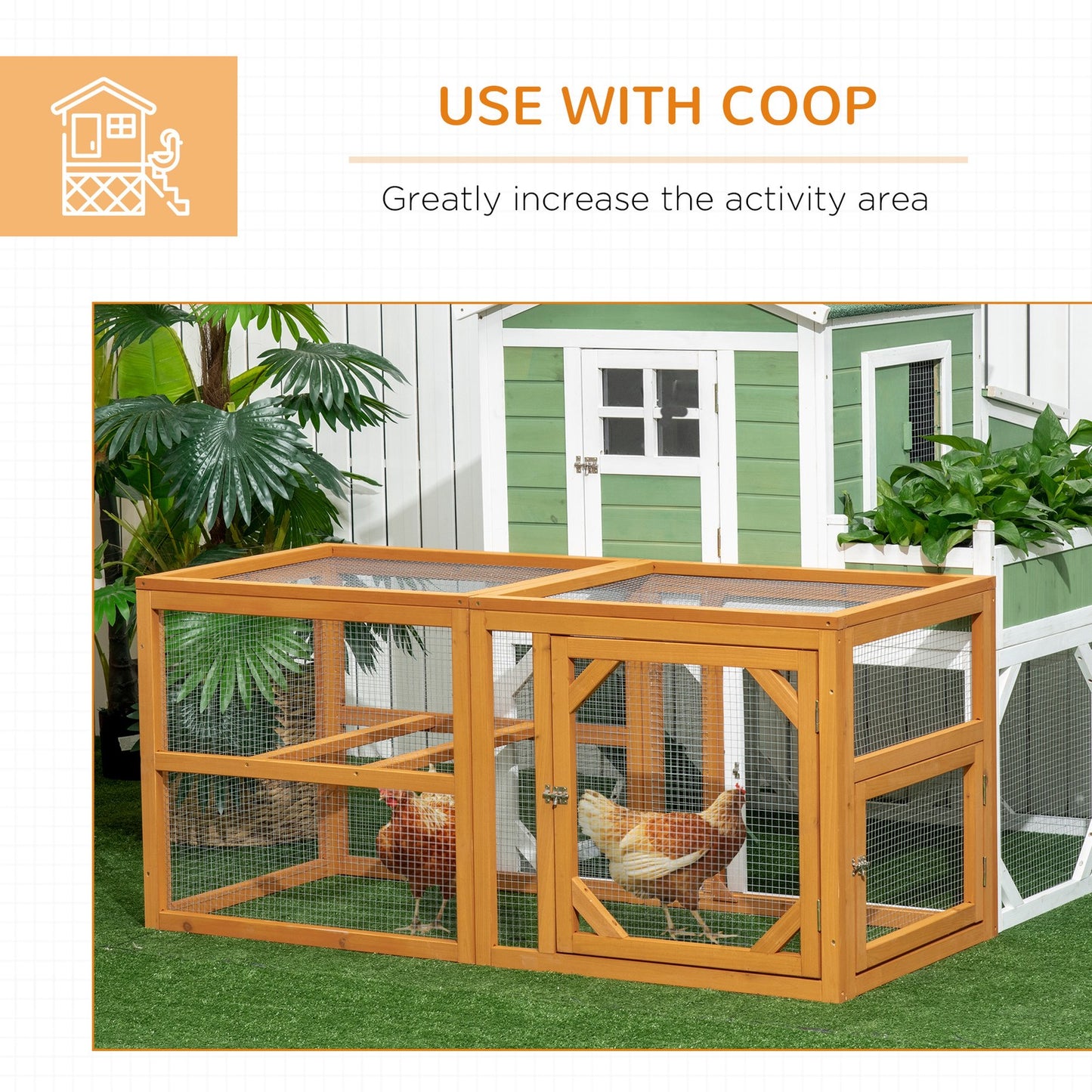 Pawhut Wooden Chicken Coop W/ Perches, Doors, for 2-4 Chickens