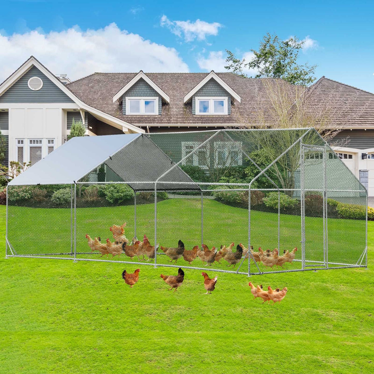 Large Spire-Shaped Chicken Coop with Sun-Protective Cover