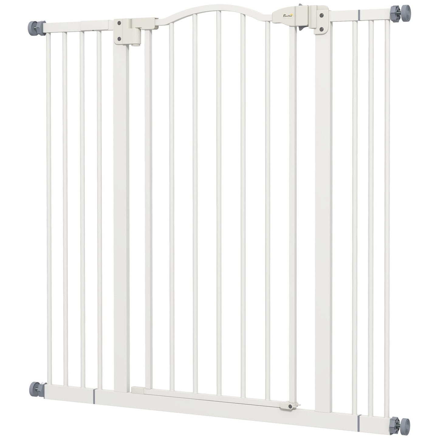 Pawhut 74-100Cm Adjustable Metal Pet Gate Safety Barrier W/Auto-Close Door White