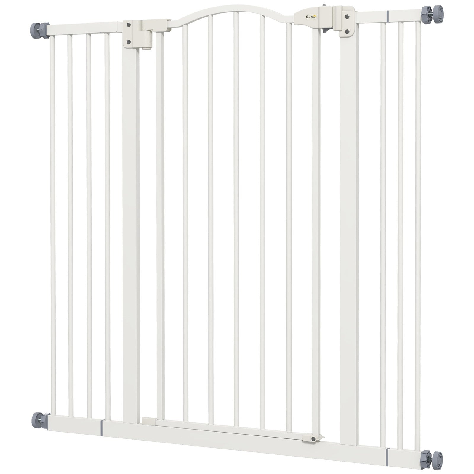 Pawhut 74-100Cm Adjustable Metal Pet Gate Safety Barrier W/Auto-Close Door White