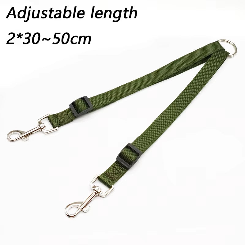Double Twin Dual Coupler Dog Leash Two in One Strong Nylon V Shape Adjustable Pet Dog Leash Colorful Two Ways 2 Dogs Pet Lead