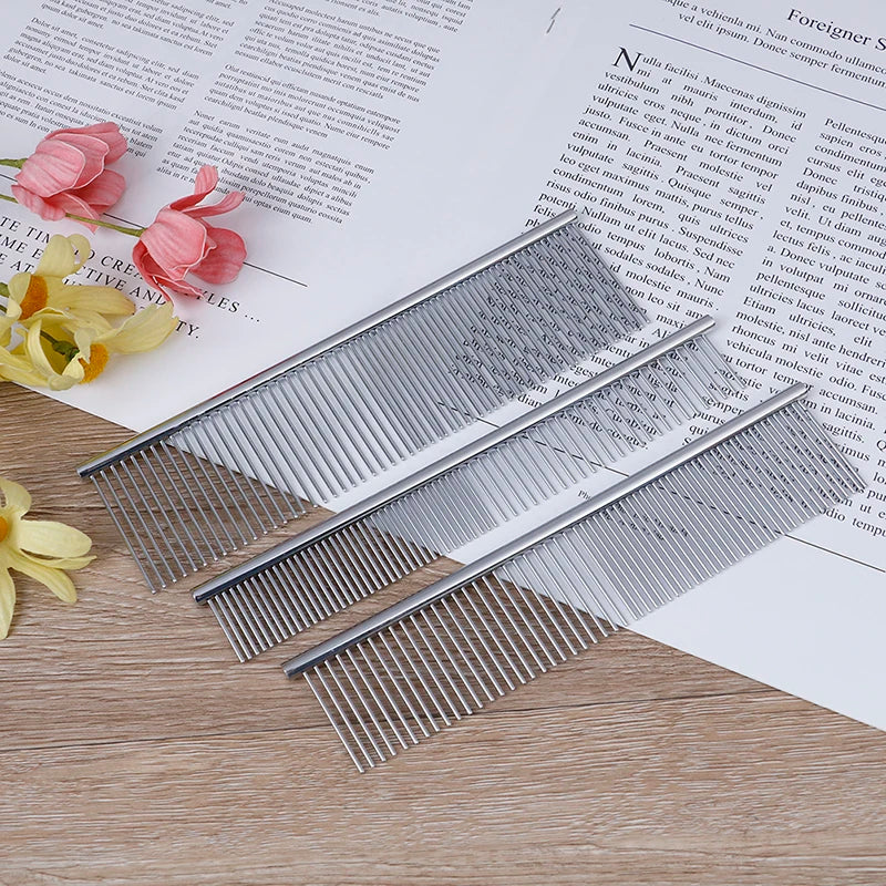 Hot Sale Stainless Steel Pet Hair Trimmer Combs Puppy Cat Cleaning Brush Pet Shedding Grooming Asymmetric Dog Long Hair Comb
