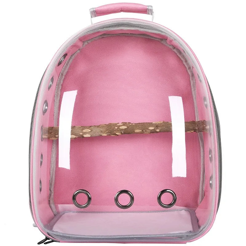 Bird Carrier Bag Parrot Backpack with Prech and Feeder Cups for Parakeet Cockatiel Bunny Travel Acrylic Portable Pet Bird Cage
