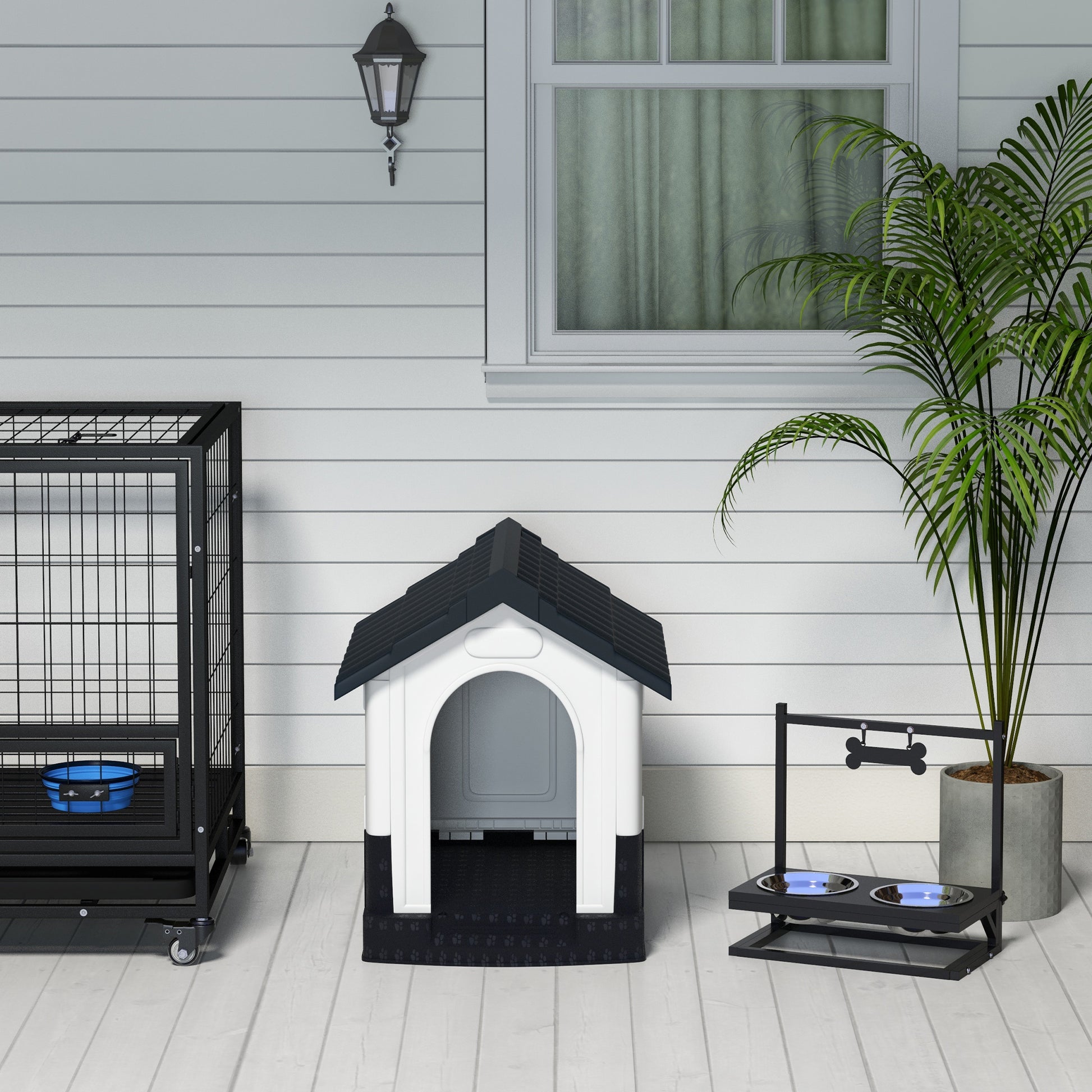 Dog Kennel for Outside, Plastic Dog House, Water-Resistan