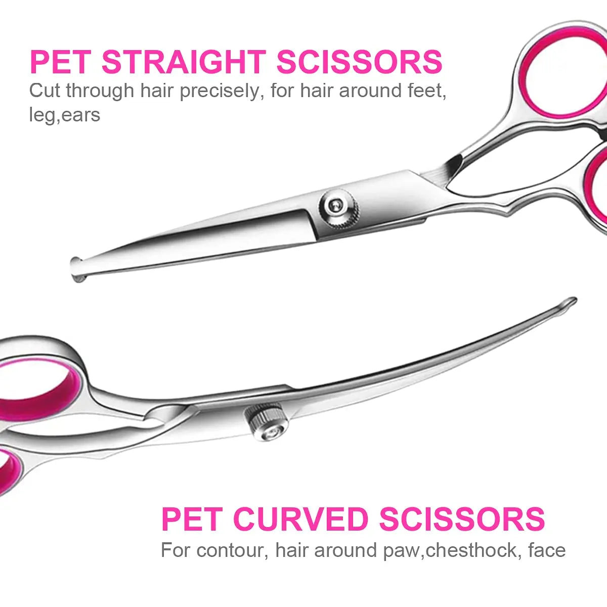 4Pcs Dog Grooming Scissors with Safety round Tip-Stainless Steel Set for Precise Trimming and Shaping Ideal for All Breeds