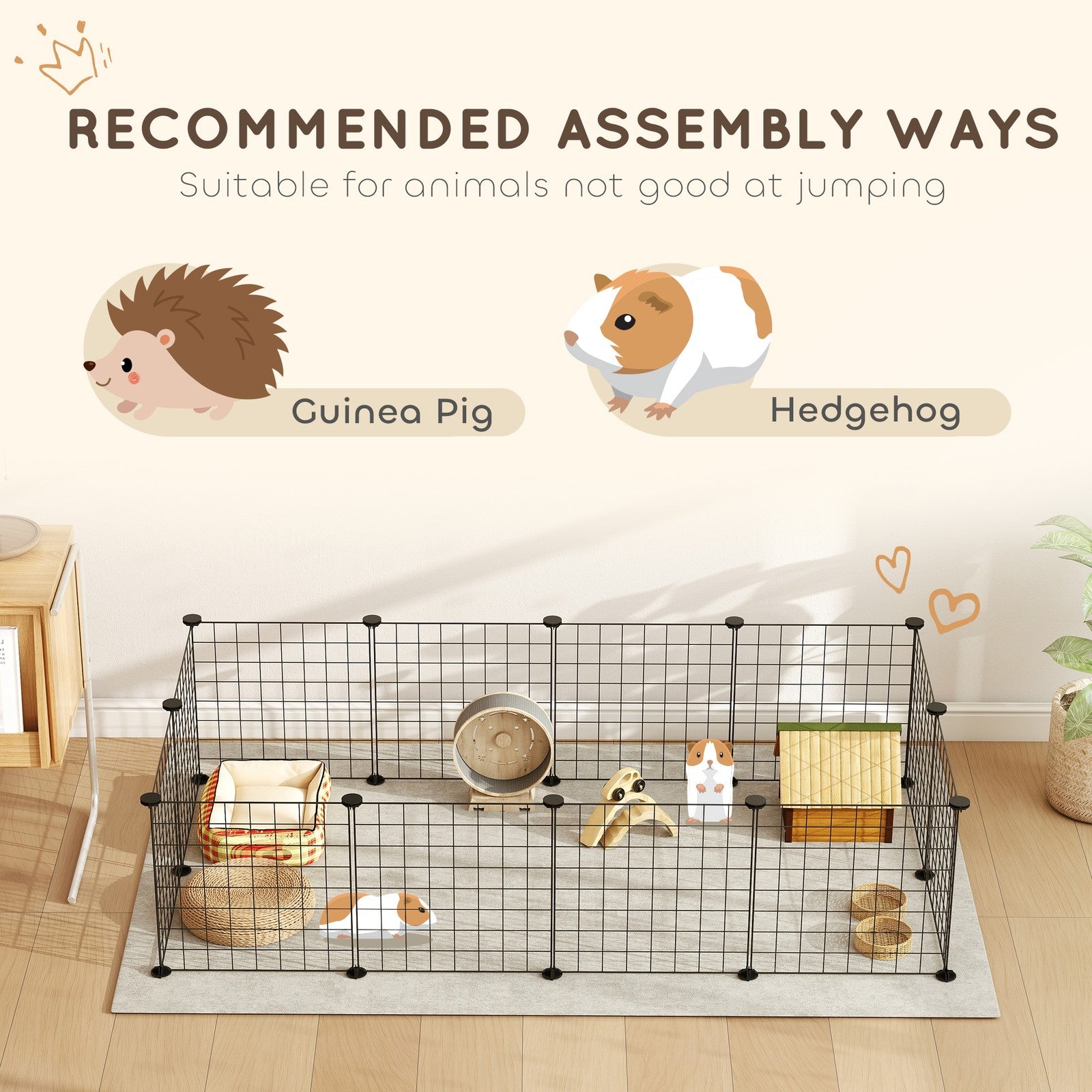 DIY Pet Playpen Metal Wire Fence 12-Panel Guinea Pig Small Animals Cage Black