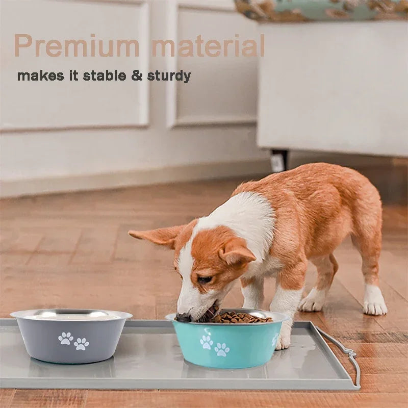 Non-Slip Dog Bowls for Small Medium Large Dog Feeder Bowls and Drinkers Stainless Steel Pet Feeders Pets Dogs Accessories