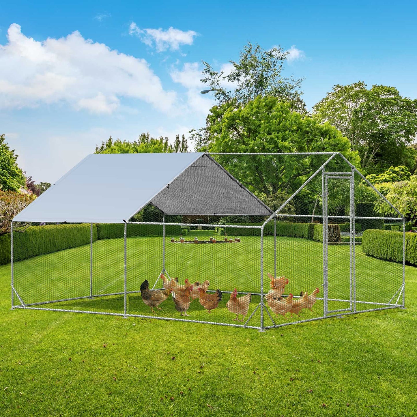 Large Spire-Shaped Chicken Coop with Sun-Protective Cover