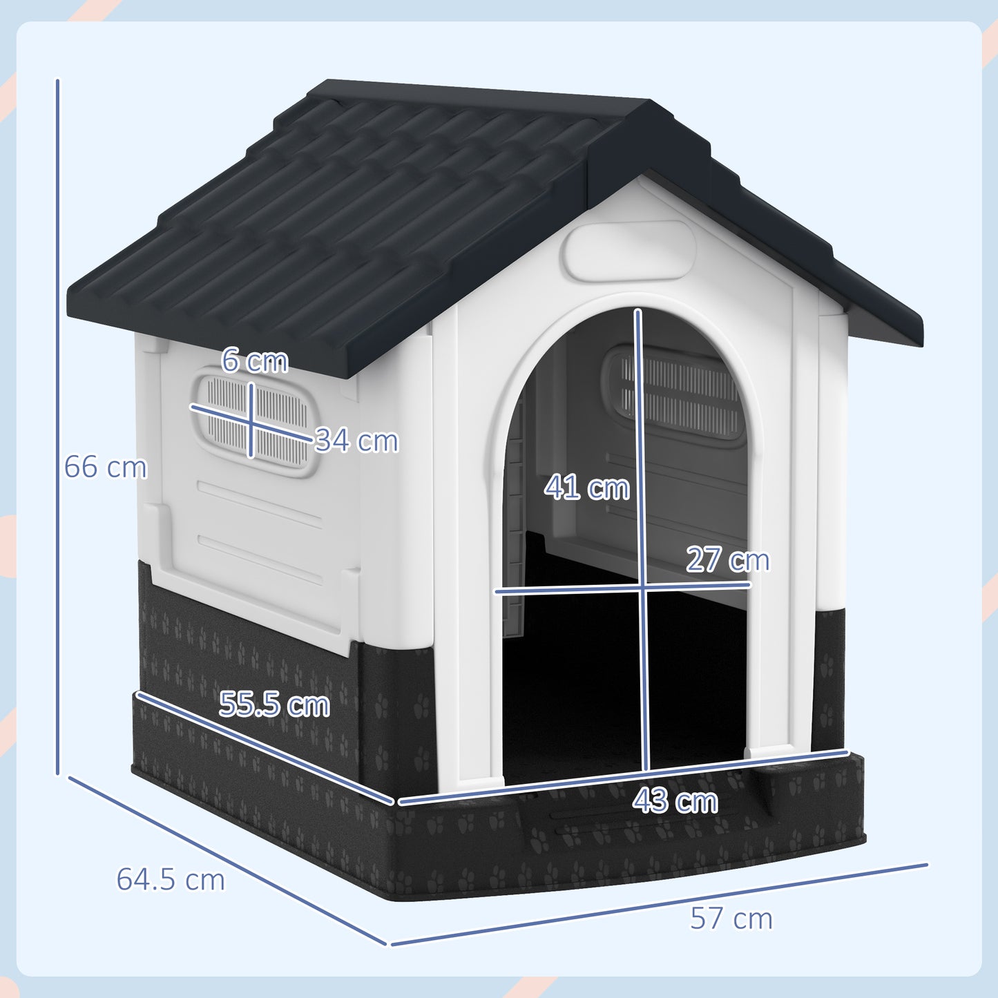 Dog Kennel for Outside, Plastic Dog House, Water-Resistan