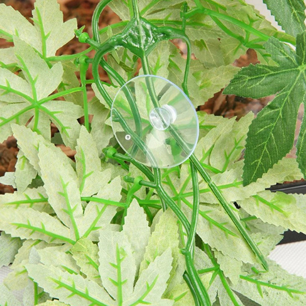 HOT SALE 30/40/50CM Aquarium Reptile Fish Tank Durable No-Fade Artificial Plastic Fake Hanging Leaves Plant Ornament with Sucker