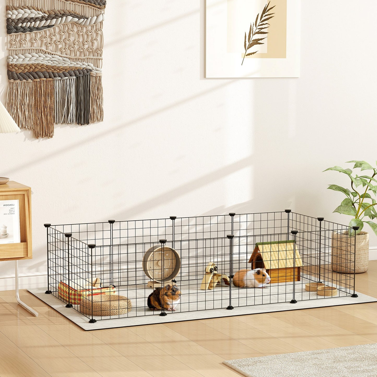 DIY Pet Playpen Metal Wire Fence 12-Panel Guinea Pig Small Animals Cage Black