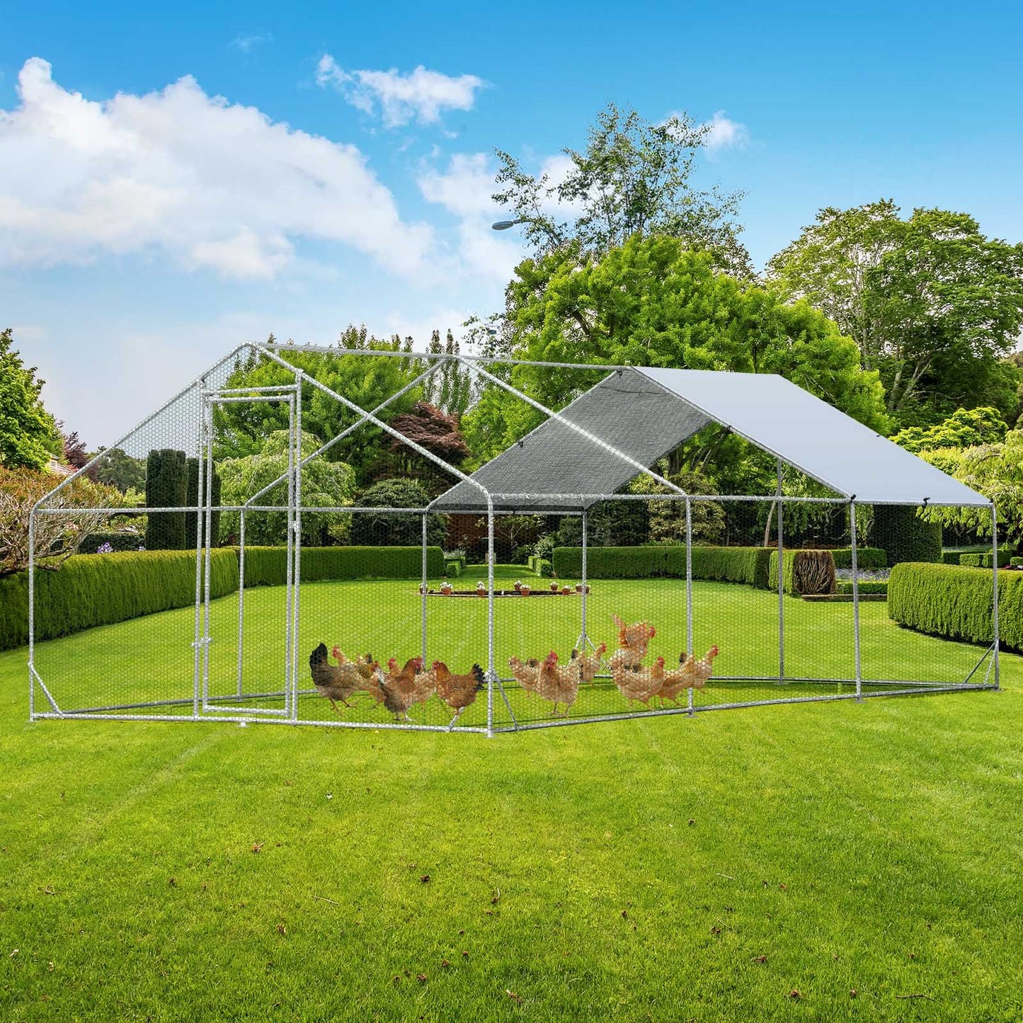 Large Spire-Shaped Chicken Coop with Sun-Protective Cover