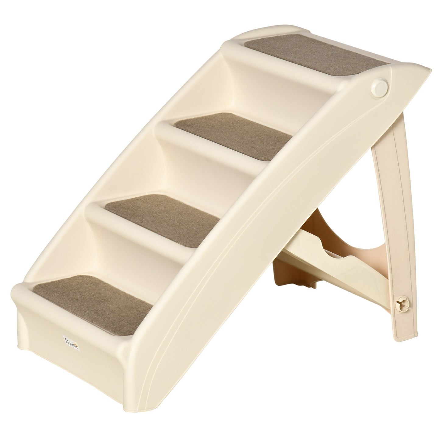 Pawhut Four-Step Foldable Pet Stairs W/ Non-Slip Mats, for S, XS Dogs - Beige