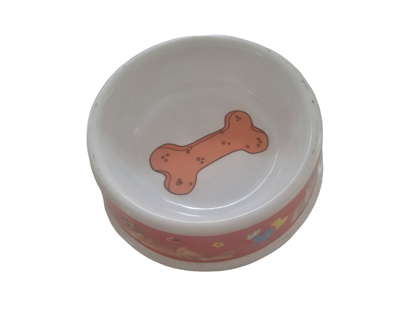 Plastic Dog Bowl with Printed Dog Bone Cat Dog Pet Feeding Bowls Pets 17Cm X 7Cm