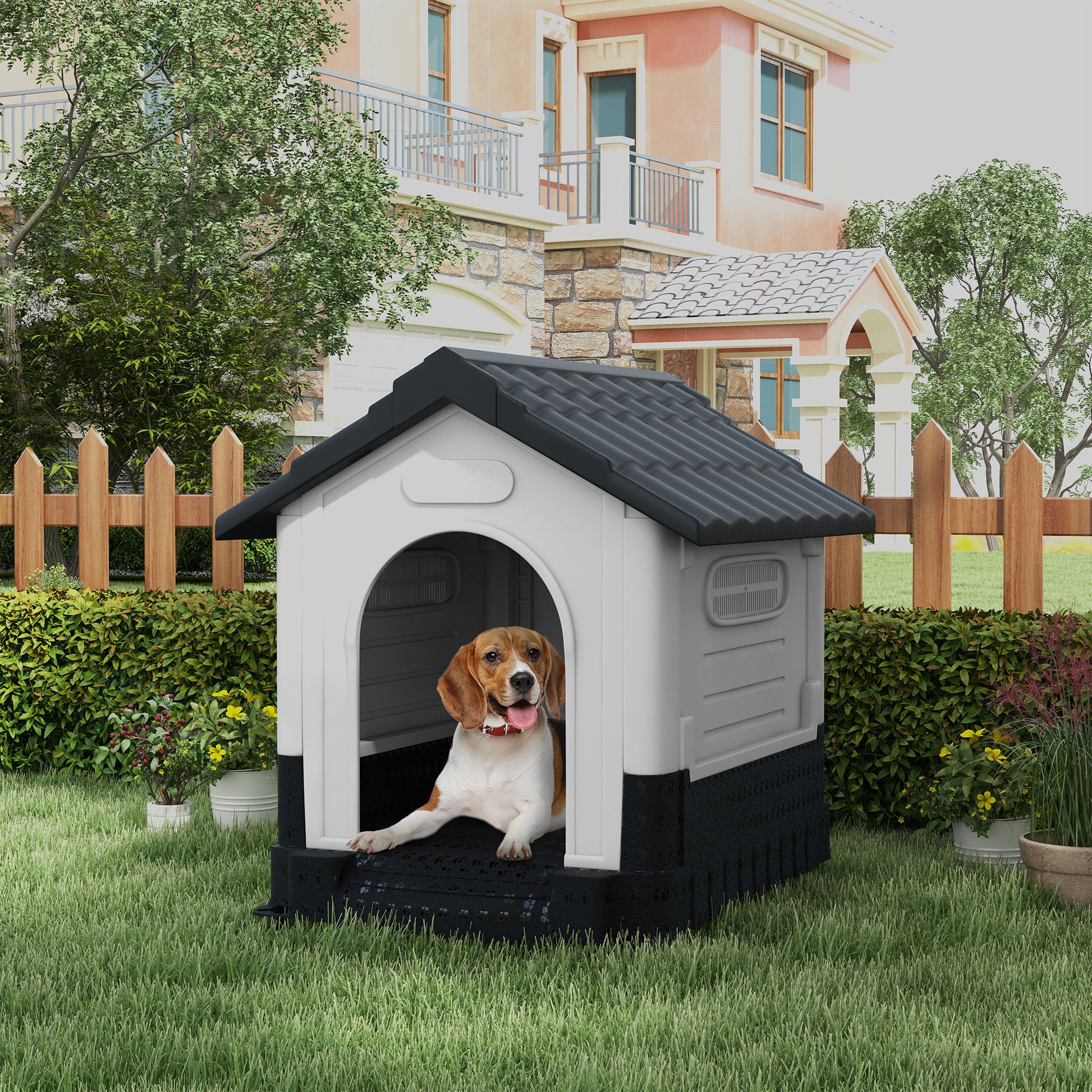 Dog Kennel for Outside, Plastic Dog House, Water-Resistan