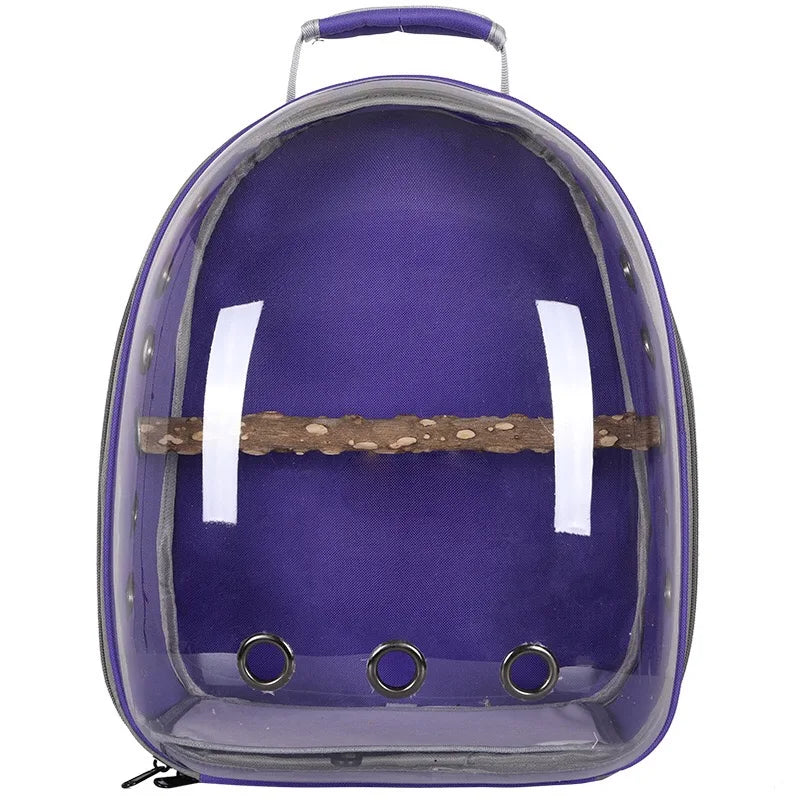 Bird Carrier Bag Parrot Backpack with Prech and Feeder Cups for Parakeet Cockatiel Bunny Travel Acrylic Portable Pet Bird Cage