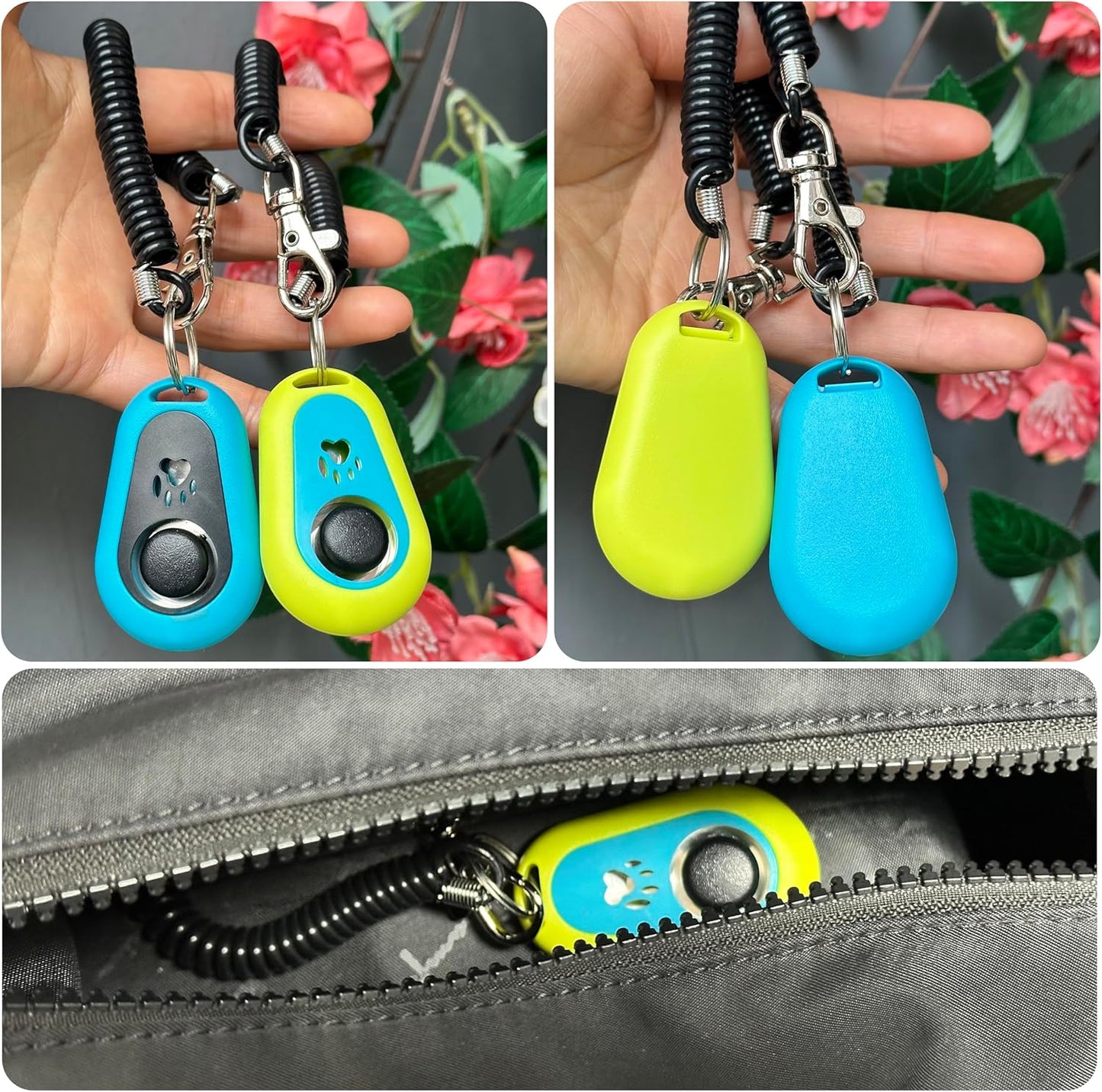 Pet Clicker for Dogs/Cats/Horses/Birds or Other Animals - Clickers for Training (Blue + Green)