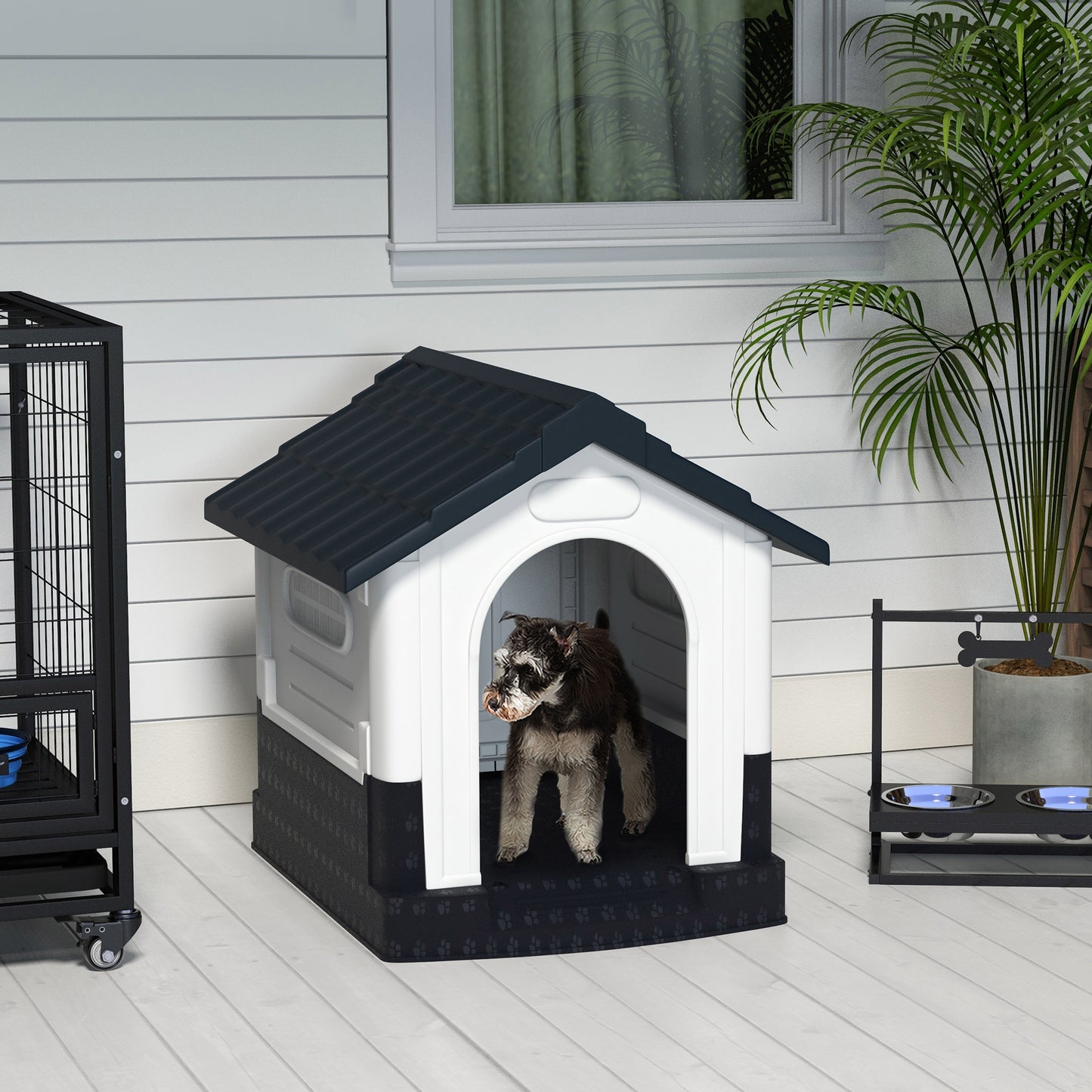 Dog Kennel for Outside, Plastic Dog House, Water-Resistan