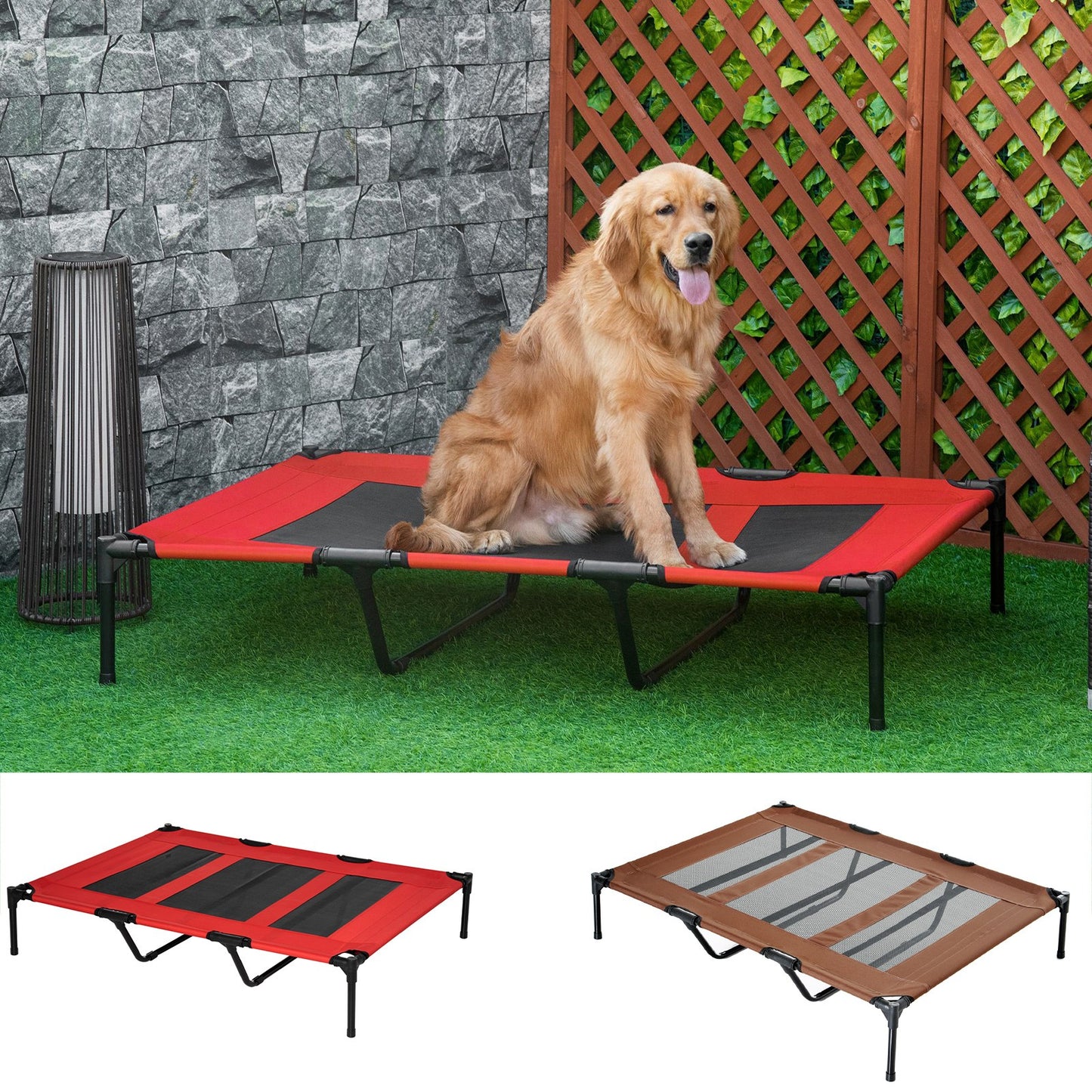 Cooling Elevated Dog Bed Portable Raised Pet Cot for Indoor & Outdoor Use