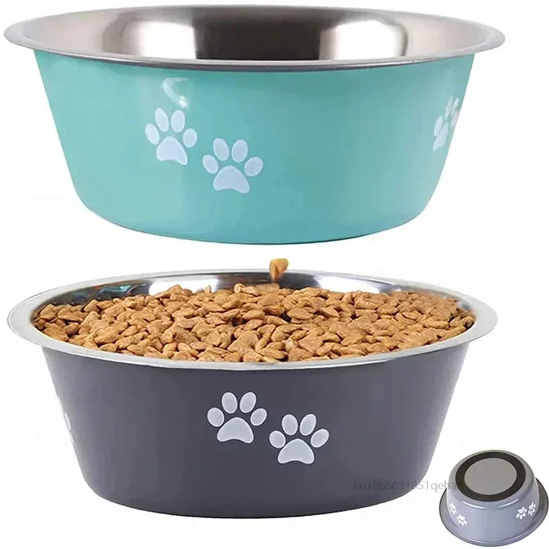 Non-Slip Dog Bowls for Small Medium Large Dog Feeder Bowls and Drinkers Stainless Steel Pet Feeders Pets Dogs Accessories