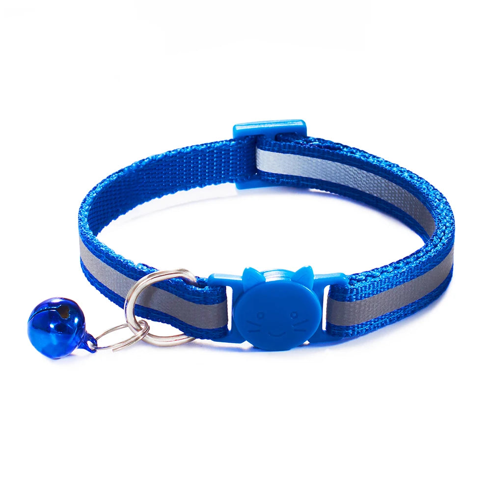 10Pcs Wholesale with Bell Collars Delicate Safety Reflective Nylon Dog Collars Neck Strap Fashion Adjustable Pet Cat Dog Collar