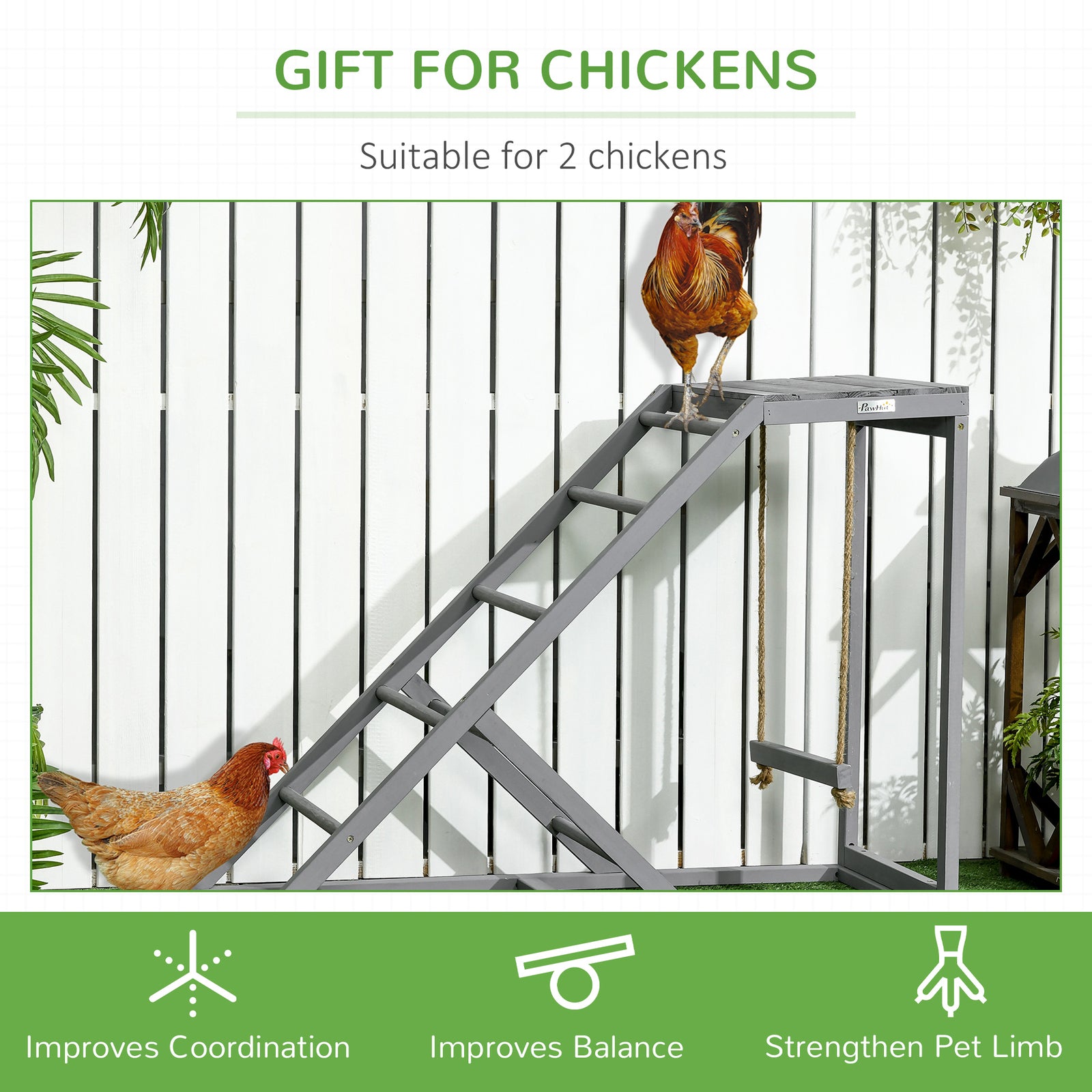 Pawhut Walk in Chicken Run with Chicken Activity Shelf and Cover, 3 X 4 X 2M