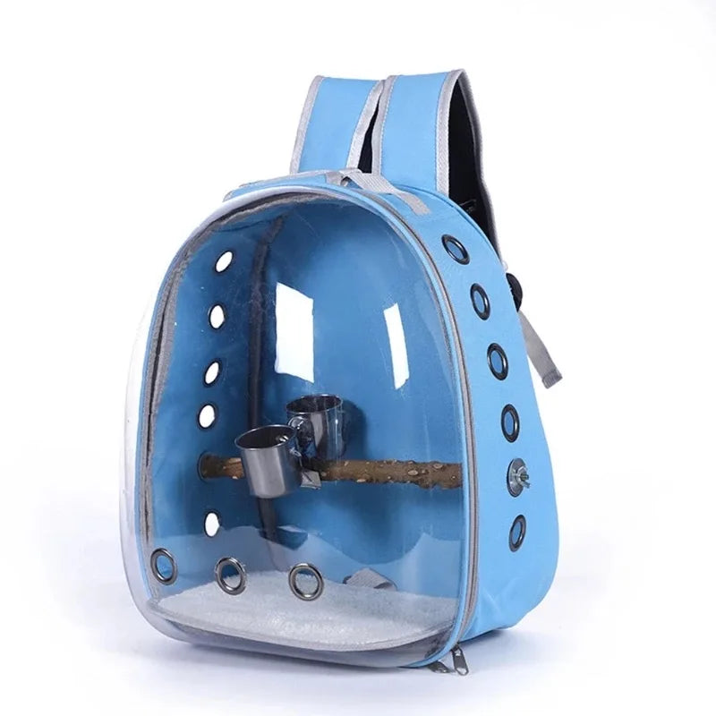 Bird Carrier Bag Parrot Backpack with Prech and Feeder Cups for Parakeet Cockatiel Bunny Travel Acrylic Portable Pet Bird Cage