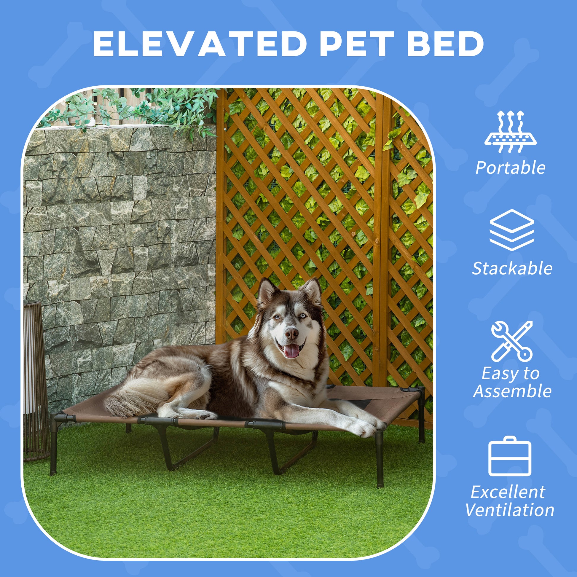 Cooling Elevated Dog Bed Portable Raised Pet Cot for Indoor & Outdoor Use