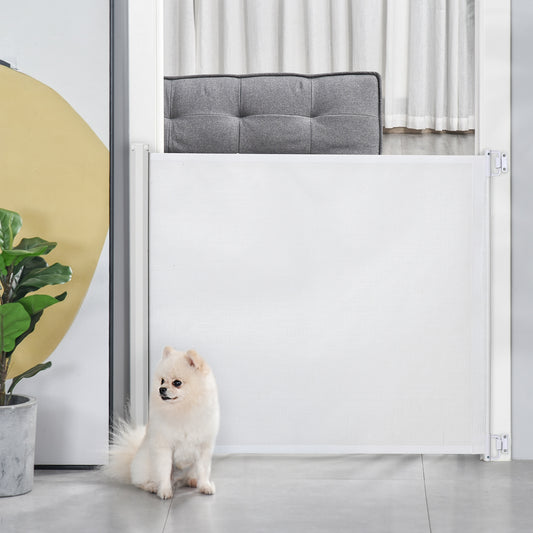 Pet Safety Gate, Retractable Dog Barrier, Folding Home Doorway Stair Guard