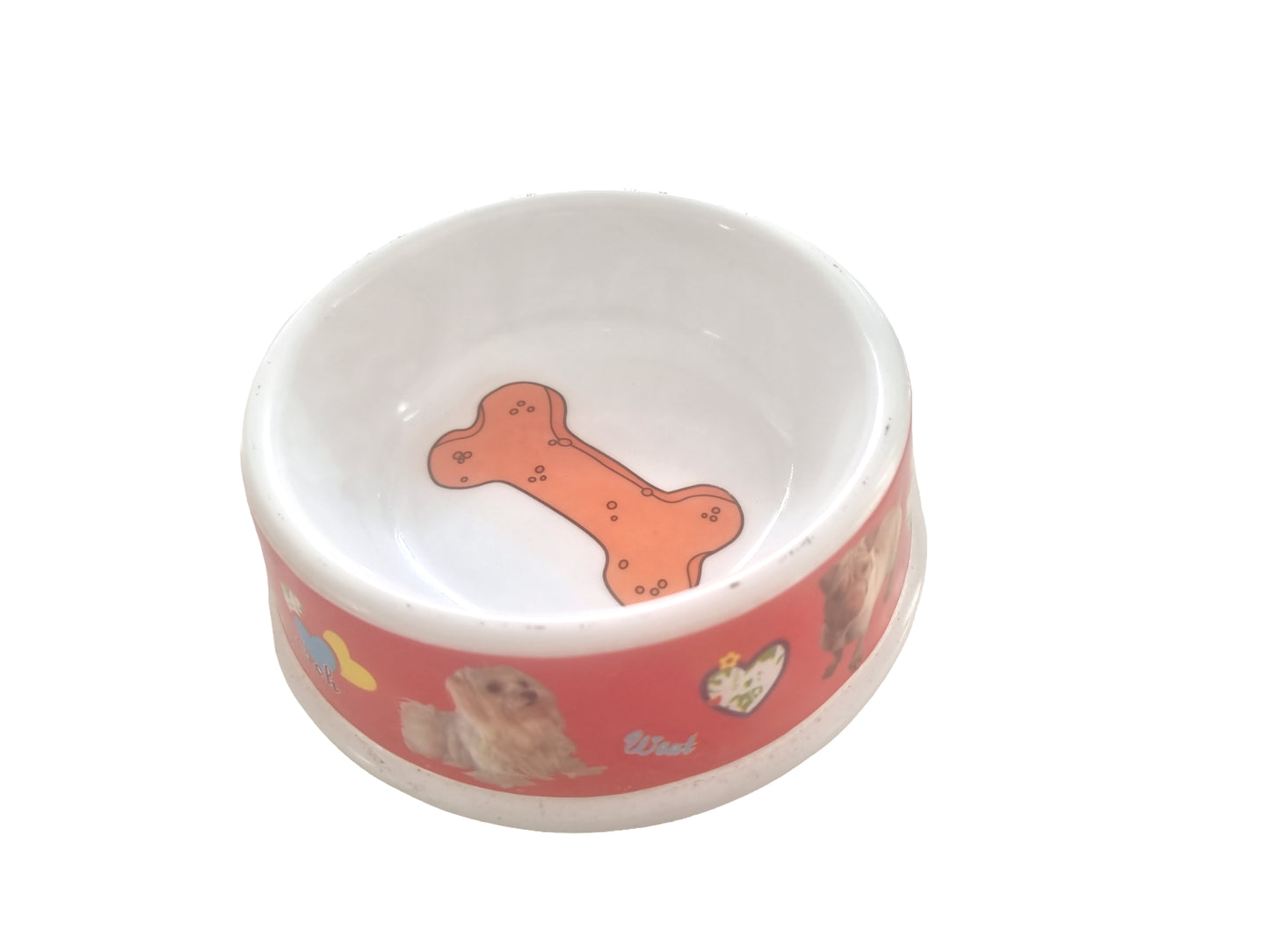 Plastic Dog Bowl with Printed Dog Bone Cat Dog Pet Feeding Bowls Pets 17Cm X 7Cm